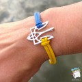 Браслет "Герб України. Тризуб". Колір шнура - жовто- блакитний. Основа колір срібло